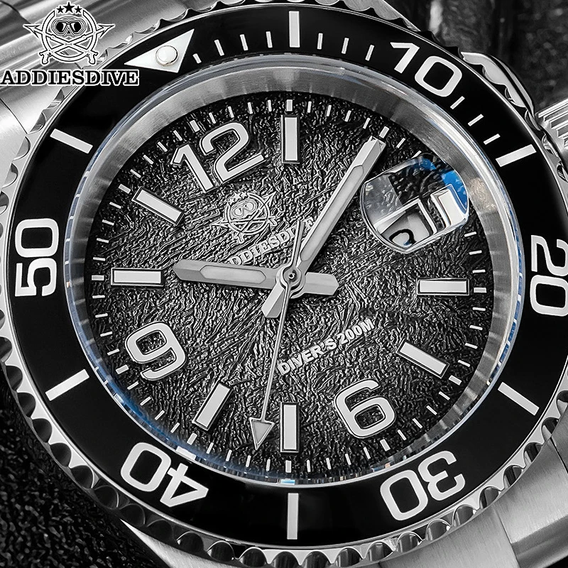ADDIESDIVE Новые мужские часы AD2513 для дайвинга 41 мм кварцевые наручные часы 200 м водонепроницаемые керамические безели супер светящиеся часы для плавания