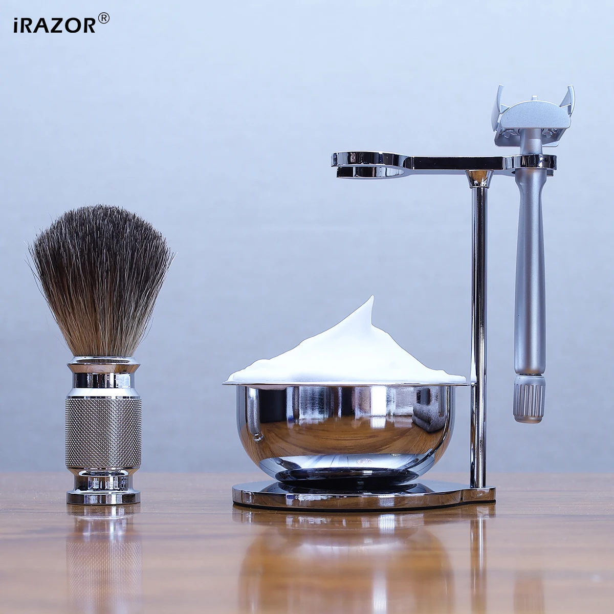 

iRAZOR Men's Shave Kit with Butterfly Open Double Edge Safety Razor 10pcs Blade Refills & Pure Badger Hair Shaving Brush Gift