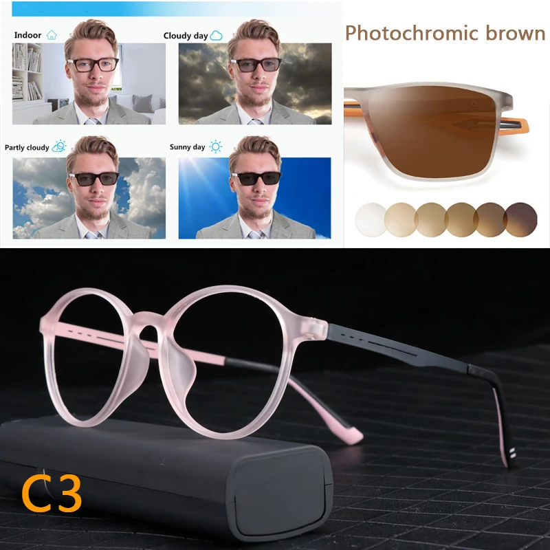 KJDCHD Ultralight Photochromic Titanium Myopia Glasses 8