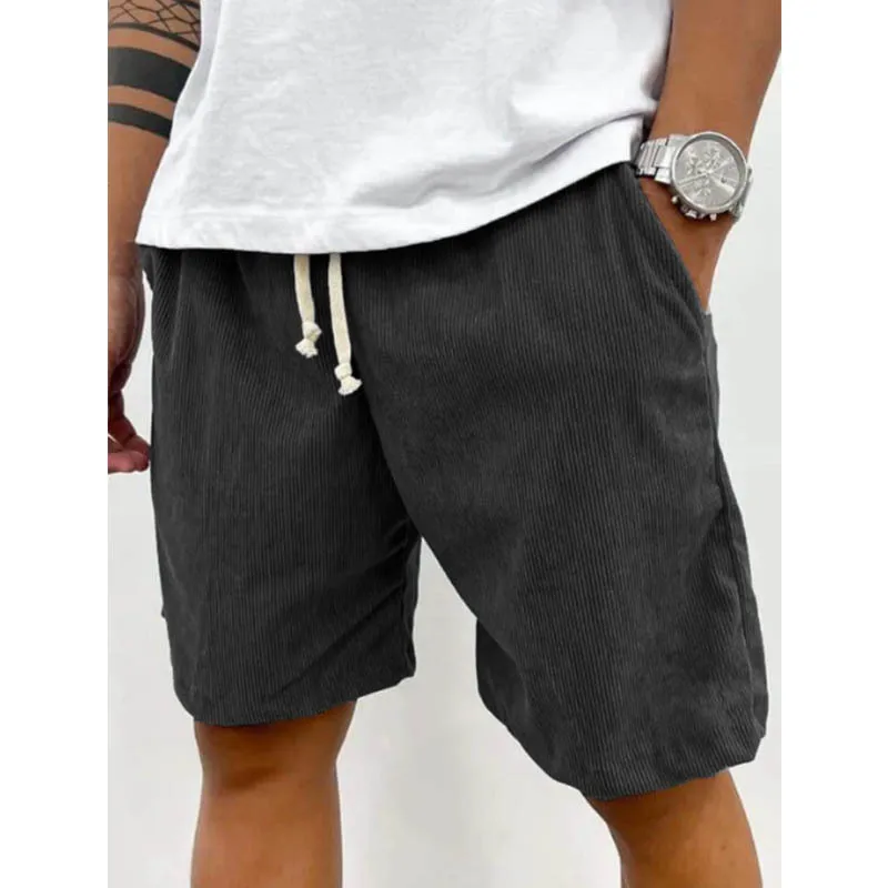 

Летние мужские однотонные вельветовые шорты на шнурке 2025 года