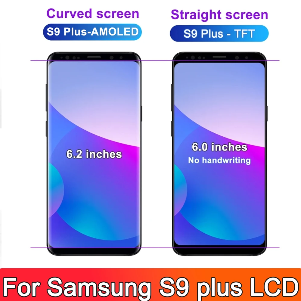 New 100% Tested TFT For Samsung S9 Plus G965 G965F LCD Display Touch Screen With Frame For Galaxy S9+ Display Replacement