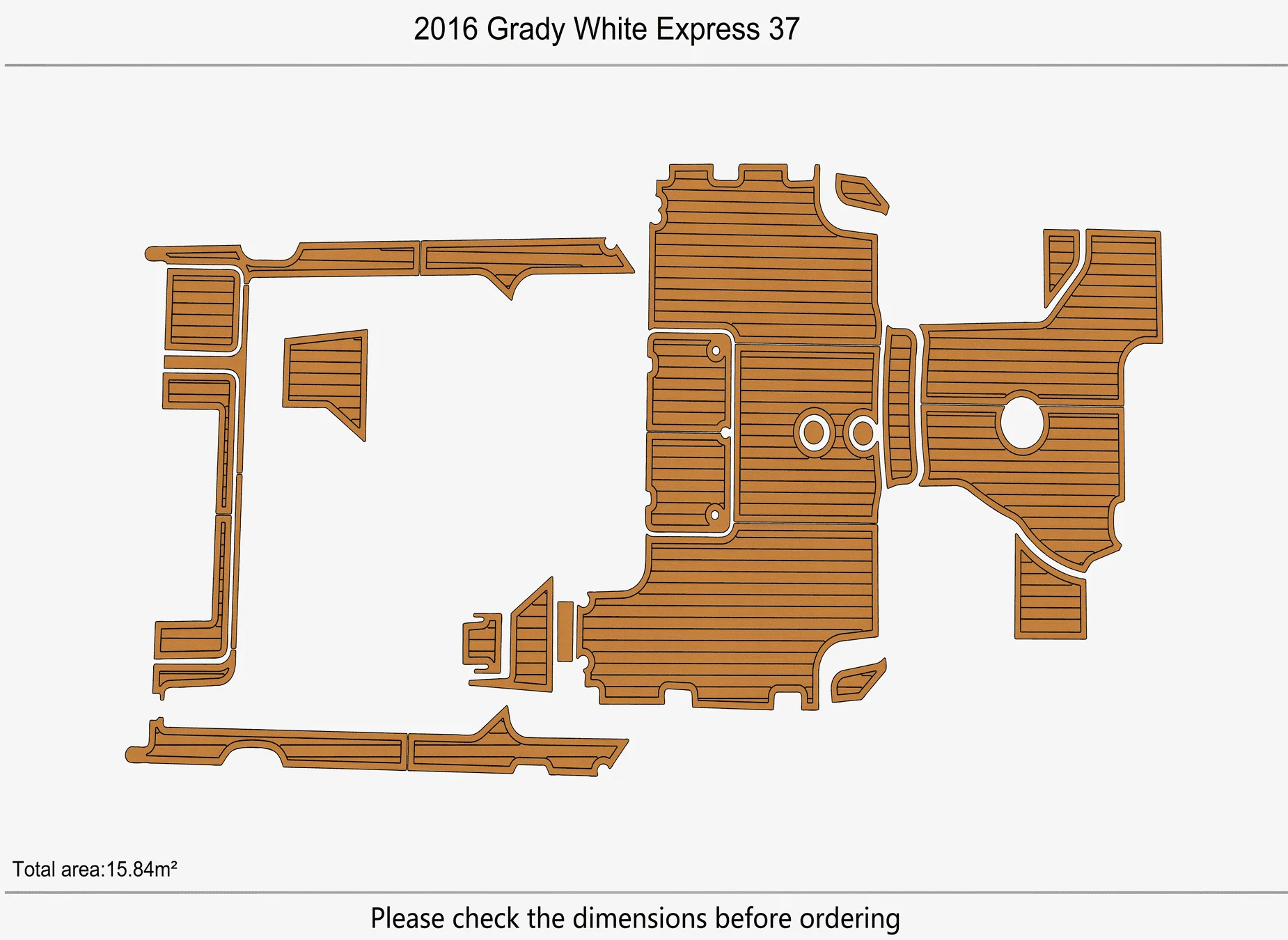 Self-Adhesive faux Teak EVA Marine Mat - 2016 Grady White 37 Express 6mm (1/4