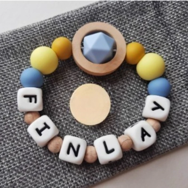 

Детский индивидуальный браслет с именем, индивидуальная соска для новорожденных, игрушка для прорезывания зубов, прорезыватели на заказ, держатель для соски, аксессуары для новорожденных