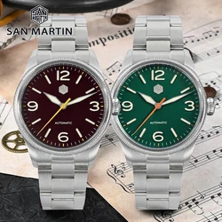 San Martin 38.5mm Retro Pilot Watch Original Design Automatic Mechanical Sapphire Crystal 10Bar Waterproof Big Crown Men Watch