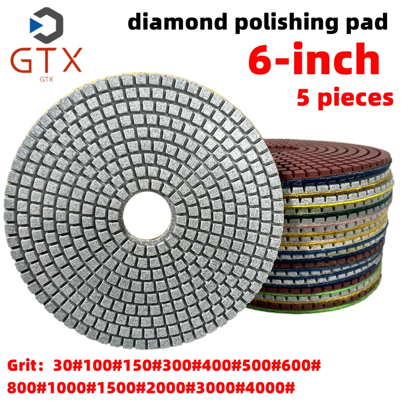 6-inch 150mm diamond polishing pad, stone refurbished polishing grinding disc for polishing granite, concrete, and marble