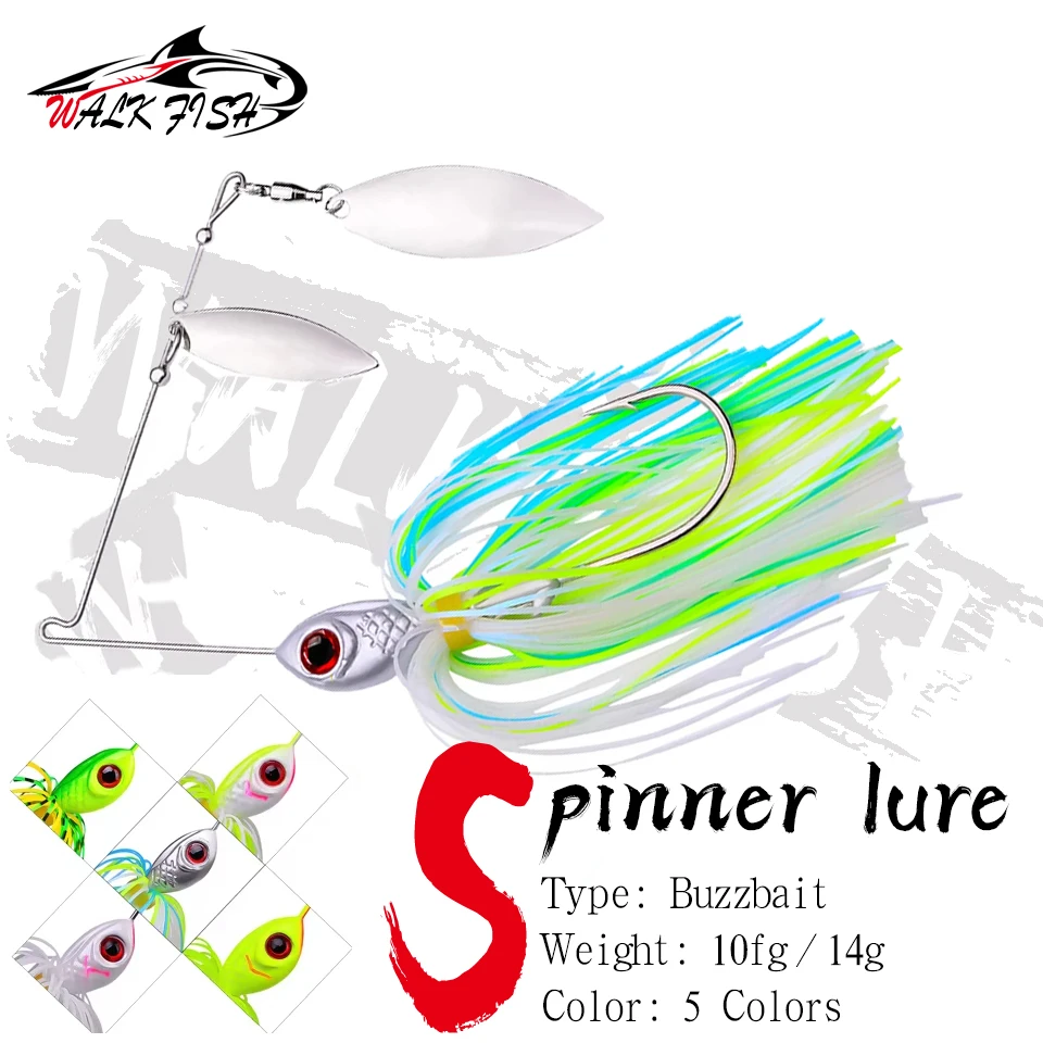 WALK FISH 1 Stück 10 g 14 g Angelköder Chatter Spinner Köder Buzzbait Bärtiger Mann Quaste Pailletten Anti-Klebeboden Bionic Baits