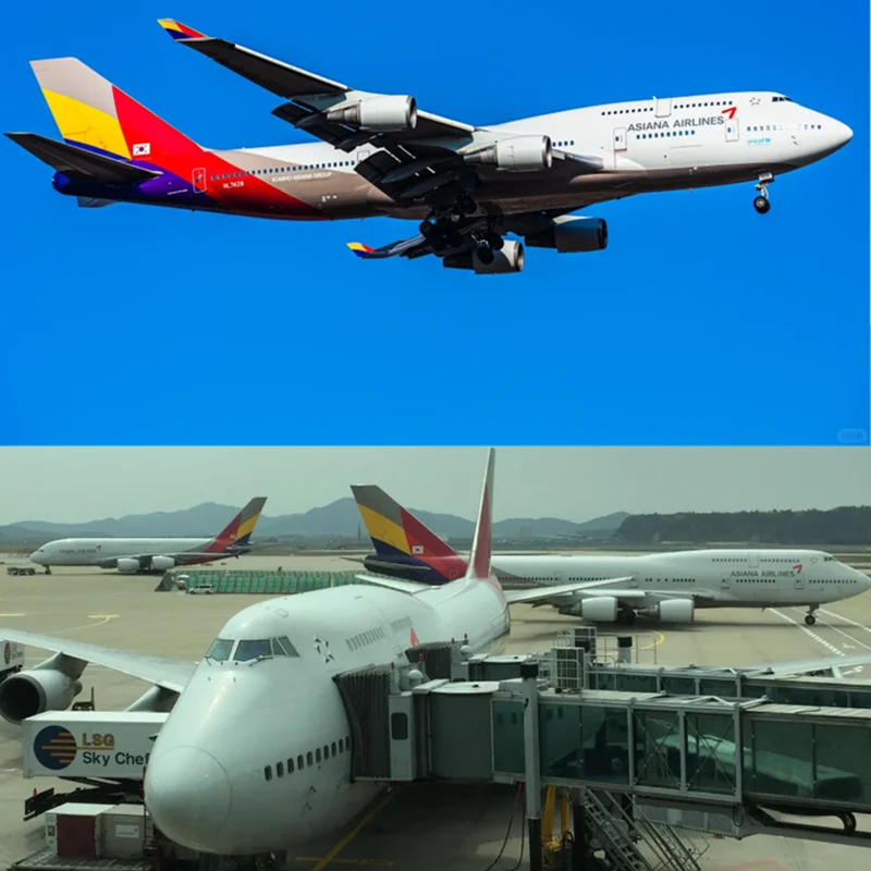 1/160 مقياس 47 سنتيمتر طائرة B747 الكورية الآسيوية طيران نموذج ث مصباح ليد دييكاست الراتنج لعبة الطائرة جمع المشجعين الديكور