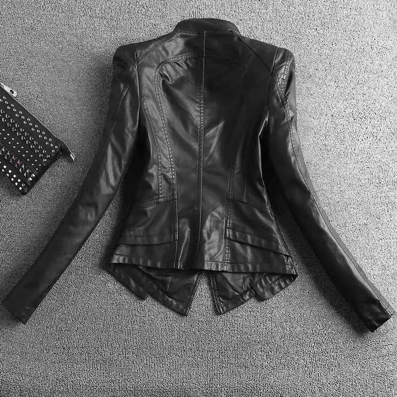 Chaqueta de cuero Ropa de mujer Abrigo corto Beige Primavera Otoño Camiseta nueva