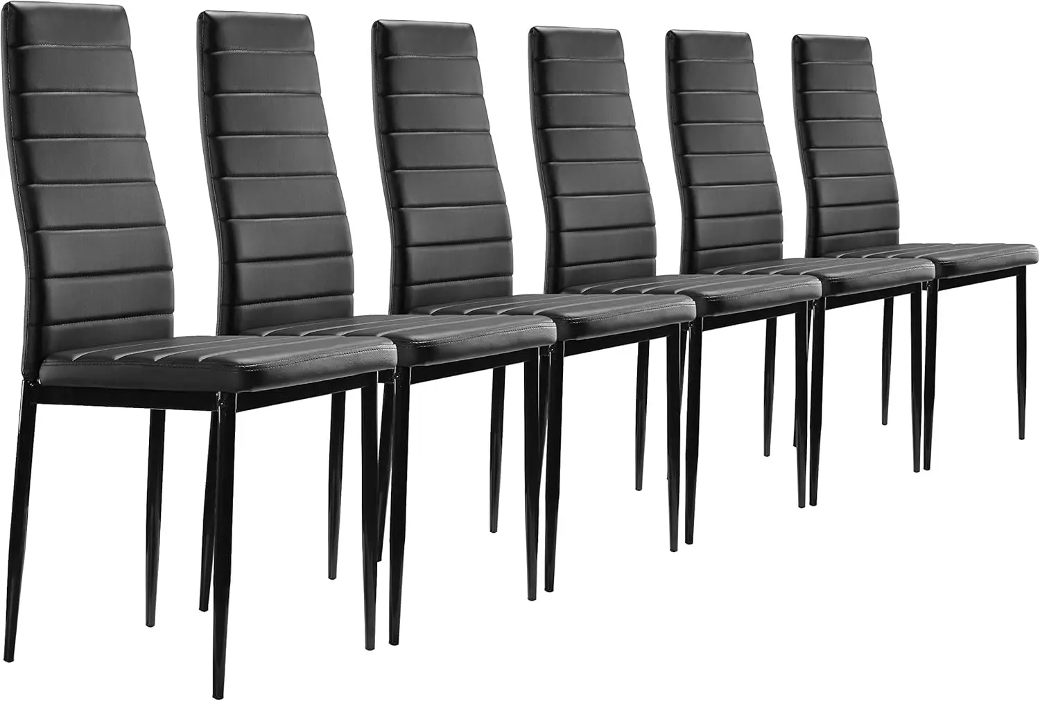 Juego de 6 Sillas de Comedor Shirley 42x42x98 cm en Piel Sintética con Estructura Metálica, Elegancia y Confort (Negro, 6)
