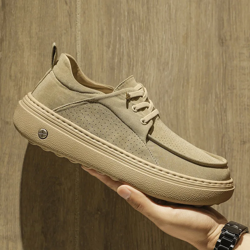 

Мужская повседневная обувь, модная дышащая парусиновая обувь для скейтборда на плоской подошве, молодежные крутые кроссовки на толстой подошве