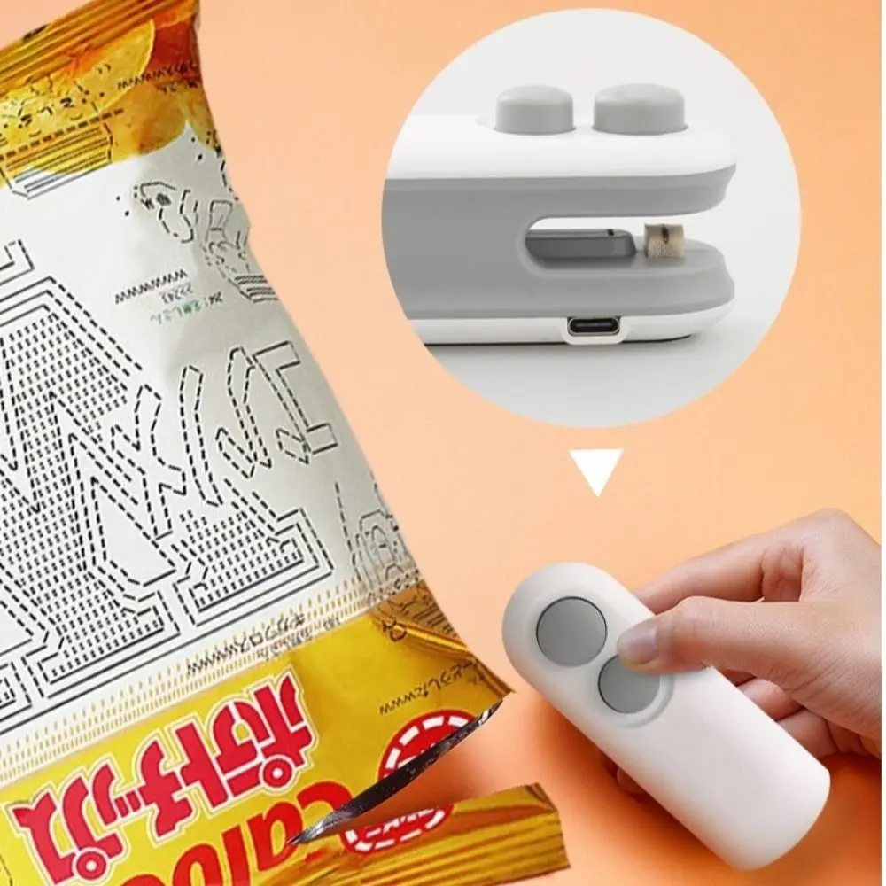 

New Mini Heat Bag Sealing Machine 2 in 1 Moisture-Proof Food Sealer Rechargeable Handheld Snacks Packaging Heat Sealer Home Use