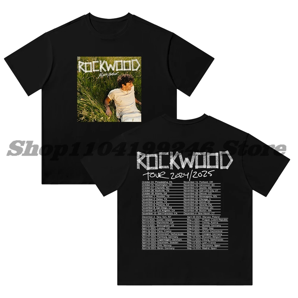 

Mark Ambor 2024, хлопковая футболка Rockwood World Tour Merch, модная повседневная уличная футболка с короткими рукавами, футболка унисекс