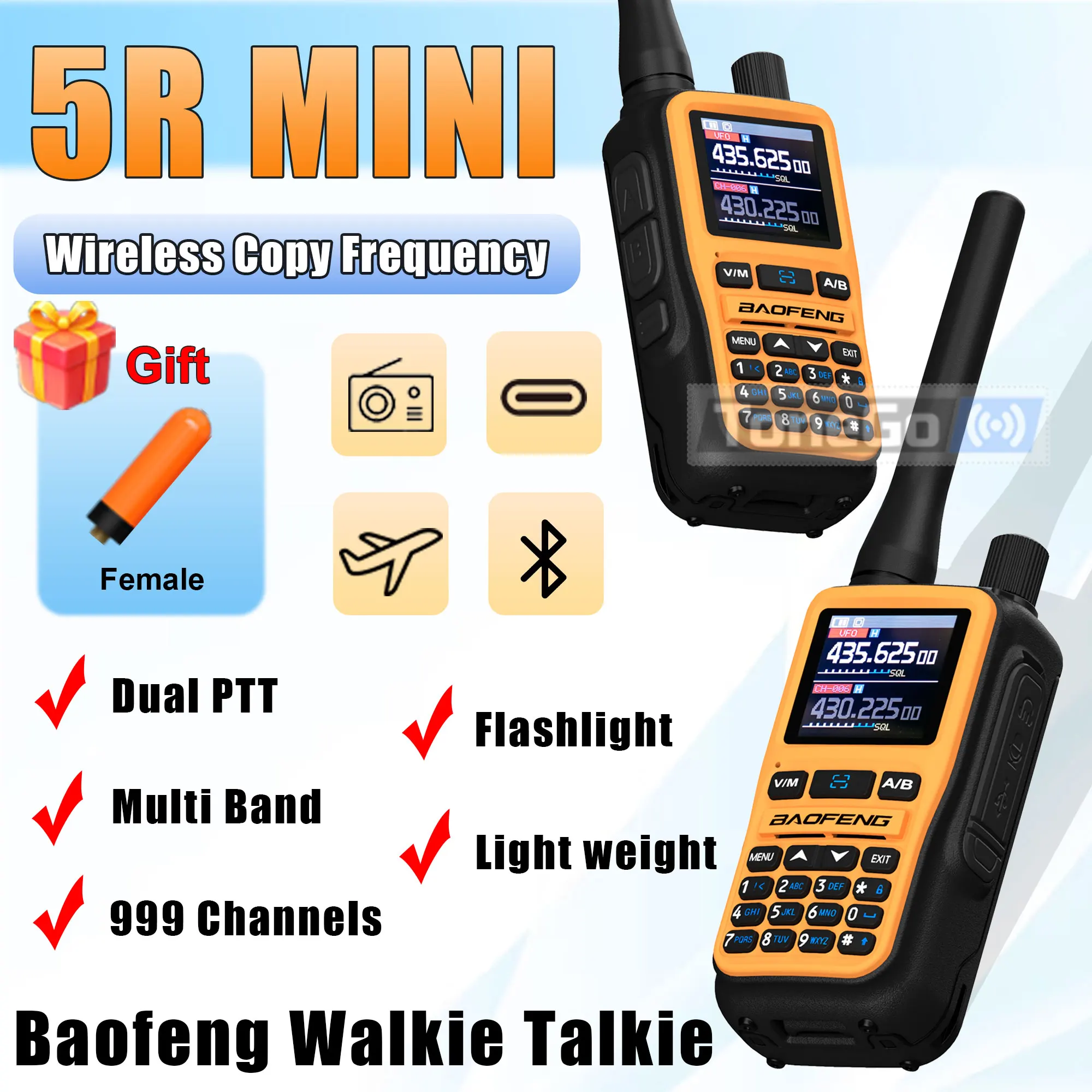 baofeng-uv-5r-ミニトランシーバー-マルチバンド-999ch-bluetooth-プログラミング-type-c-充電-ワイヤレスコピー周波数-ハム双方向無線機