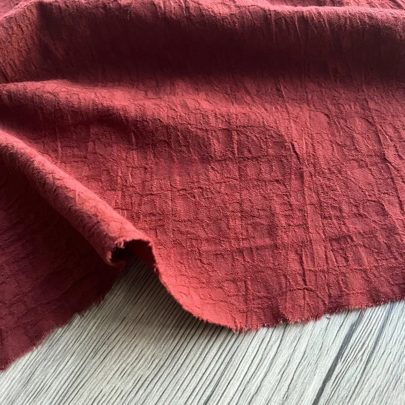 Heavy Industry Red Washed Fabric Texture Reconstruction Pleating Creative Half Skirt Jacket Clothing Designer Fabric