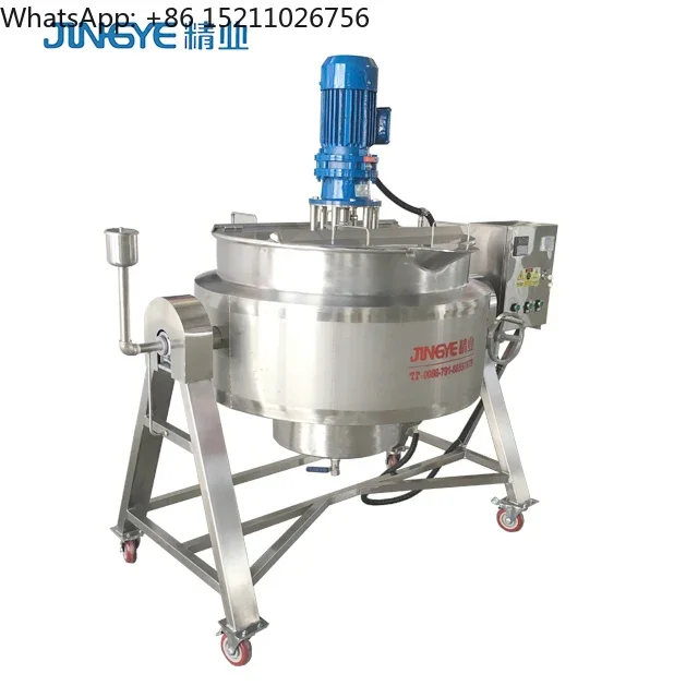 Cake Making Machine Sauce Cooking Kettle Electric/Gas/Steam Heating Tilting Jacketed Kettle with Stirrer