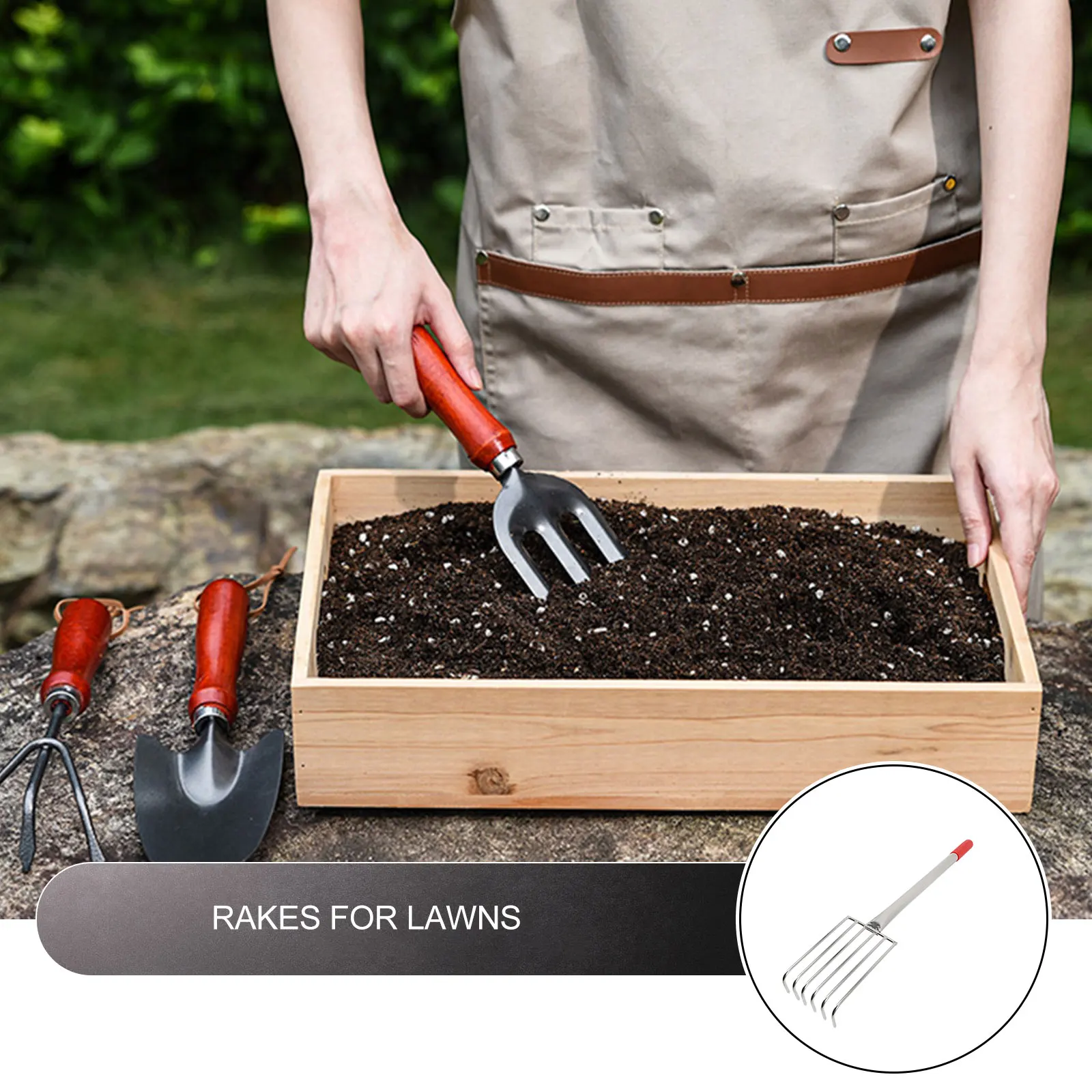 

Stainless Steel H Rake Sharps Claws Digging Tool Garden Foldable Spreading Soil Loosening Metal Rubber H Gardening Shovel