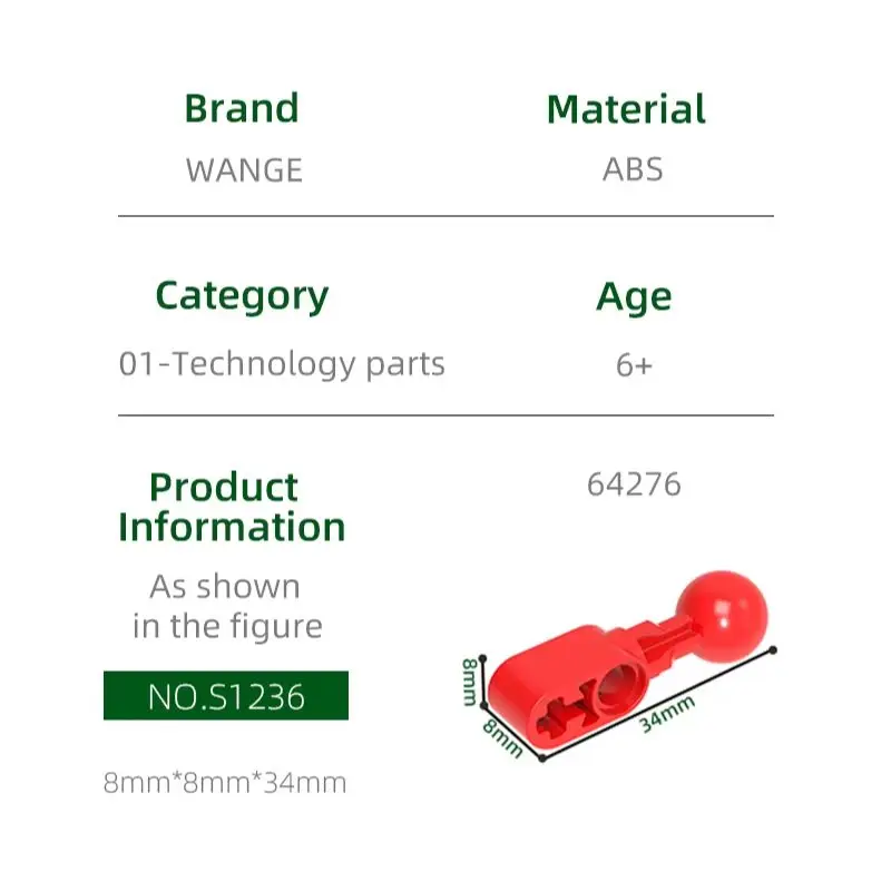WANGE 78Pcs/Lot 64276 Cross Hole Thick Connection Joint Moc Color Buckle Accessories Compatible Bricks DIY Children Toy Building