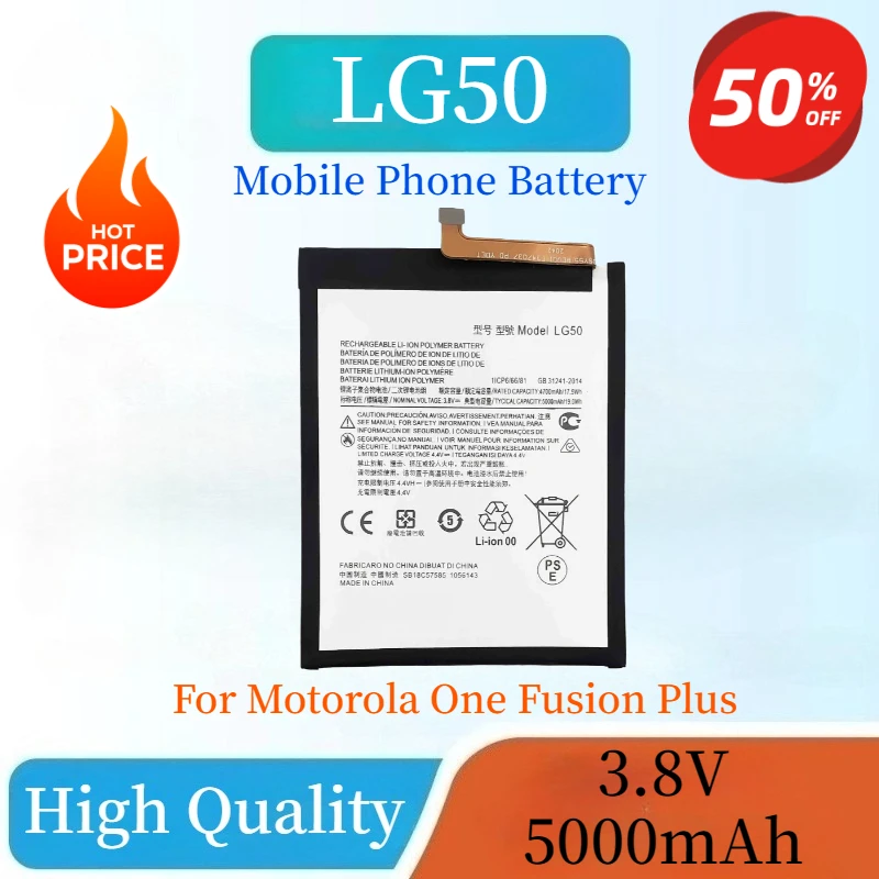 

New High Capacity​ Mobile Phone Battery LG50 3.8V 5000mAh 19Wh for Motorola One Fusion Plus Rechargeable Lithium Polymer Battery