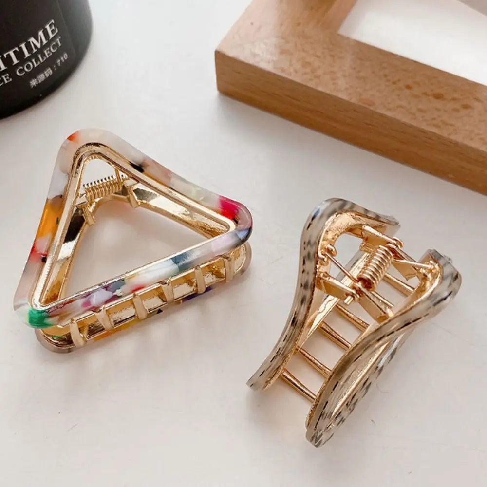 Small Size Acetic Acid Hair Claw Hair Clip Multicolor Triangle Hair Crab Clip Korean Style Hairpin Geometry Shark Clip Daily