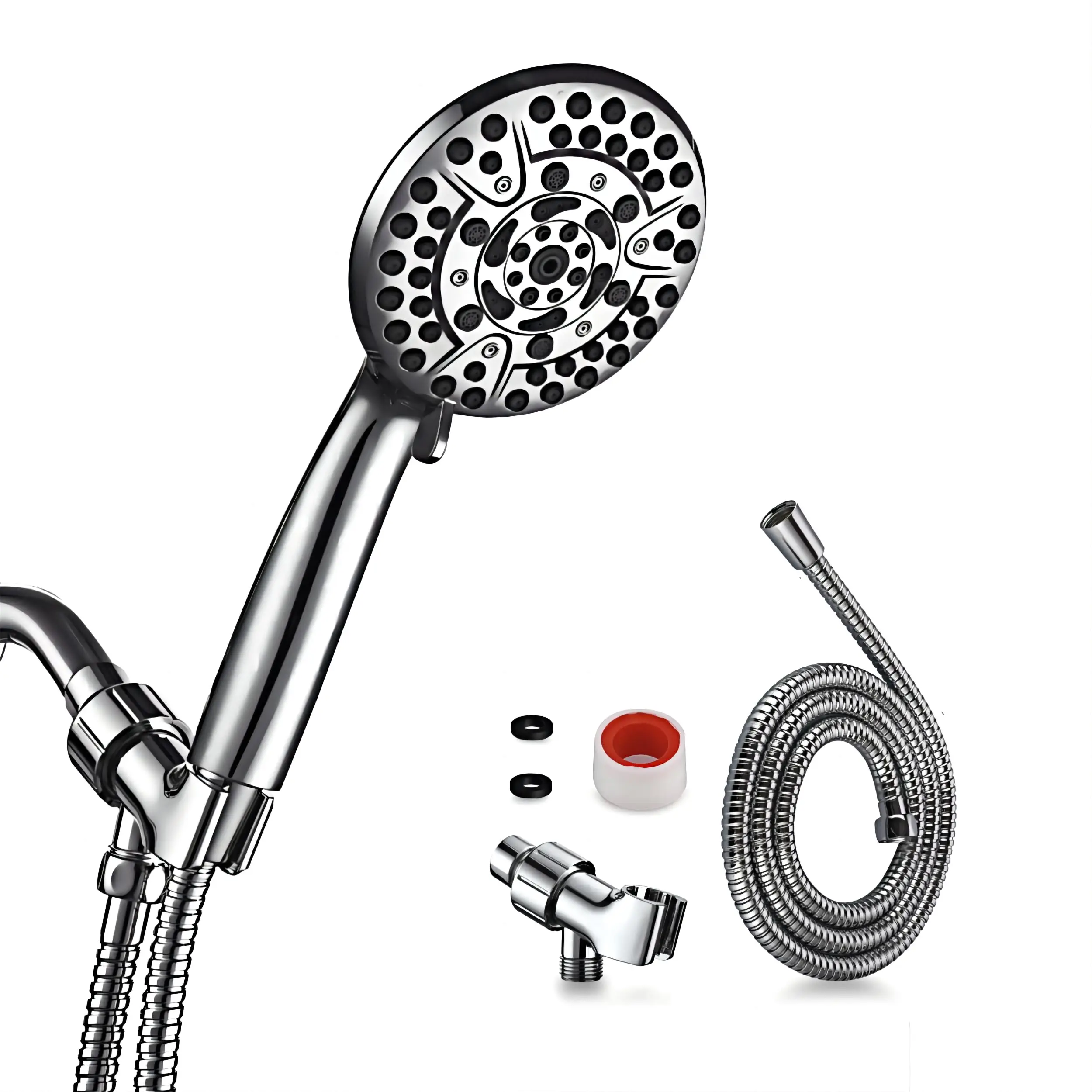

10 Spray Mode Handheld Shower Head With 60 Inch Hose Chrome Finish