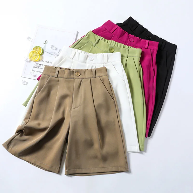 Summer 2024 Candy-Colored Suit Shorts for Women, Loose and Breathable Casual Style Wide-Legged Shorts