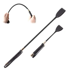 Black PU Leather Short Straight Whip, Flogger Paddle Horse Whip,Riding Crop Equestrian Horsewhip, 60cm, 30cm