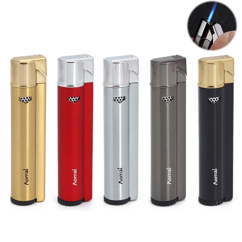 New Jet Torch Lighter with Gas Window Blue Flame Click Refillable Butane Gas Lighters for Cigar Cigarette Kitchen