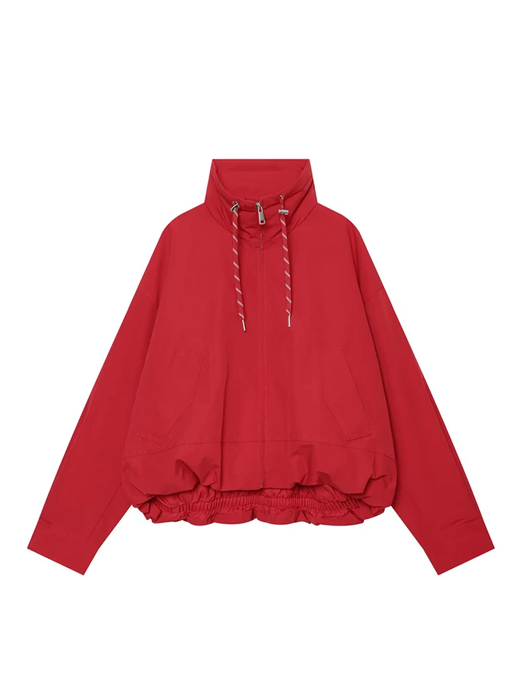 Fashion Commuting Jackets For Women Long Sleeves Stand Collar Loose Fit Cropped Streetwear 2026 Coat Female Warm Chic Coat