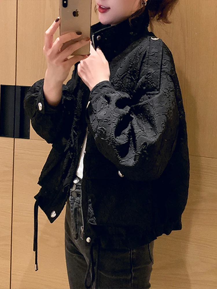 

Black Pilot Jacket Women's Short Outerwear 2026 New Spring Small Size Motorcycle Clothes Top Autumn Winter Straight Cut Style