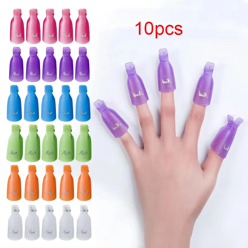 10 قطعة/حقيبة ملونة الاكريليك مسمار الفن نقع قبالة كليب مسمار تنظيف مانيكير الأشعة فوق البنفسجية هلام طلاء الأظافر نقع قبالة التفاف أدوات للأصابع #1