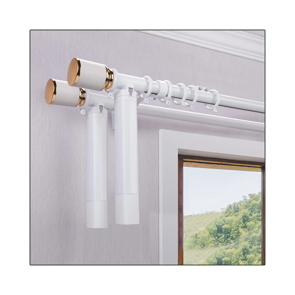 

Curtain Rail Track Electric Double Curtain Rods Customized Remote Control Motorized Poles for Living Room Bedroom