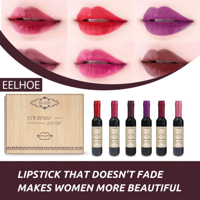 Korean Style Wine Lip Tint Waterproof Red Lip Glaze Moisturizing Long Lasting Lip Cosmetics Nude Lipstick Make-up For Women 2023