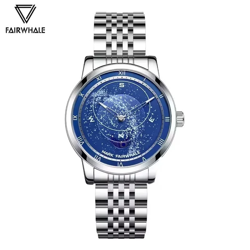 Relojes de cuarzo de moda Mark Fairwhale 5053 para hombre, reloj creativo con esfera de cielo estrellado, reloj de pulsera para hombre, regalos, reloj hombre