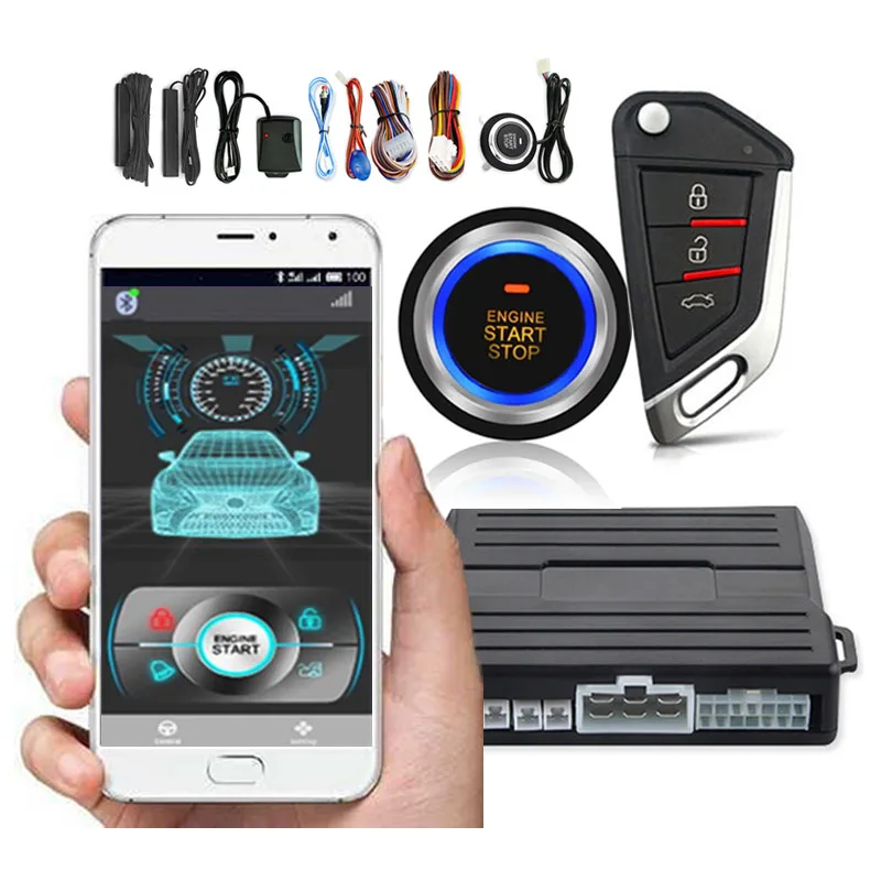 

Phone Remote Start kit for Car Alarm With Autostart Engine Start Stop Ignition Button PKE Central Lock Automatic Keyless Entry