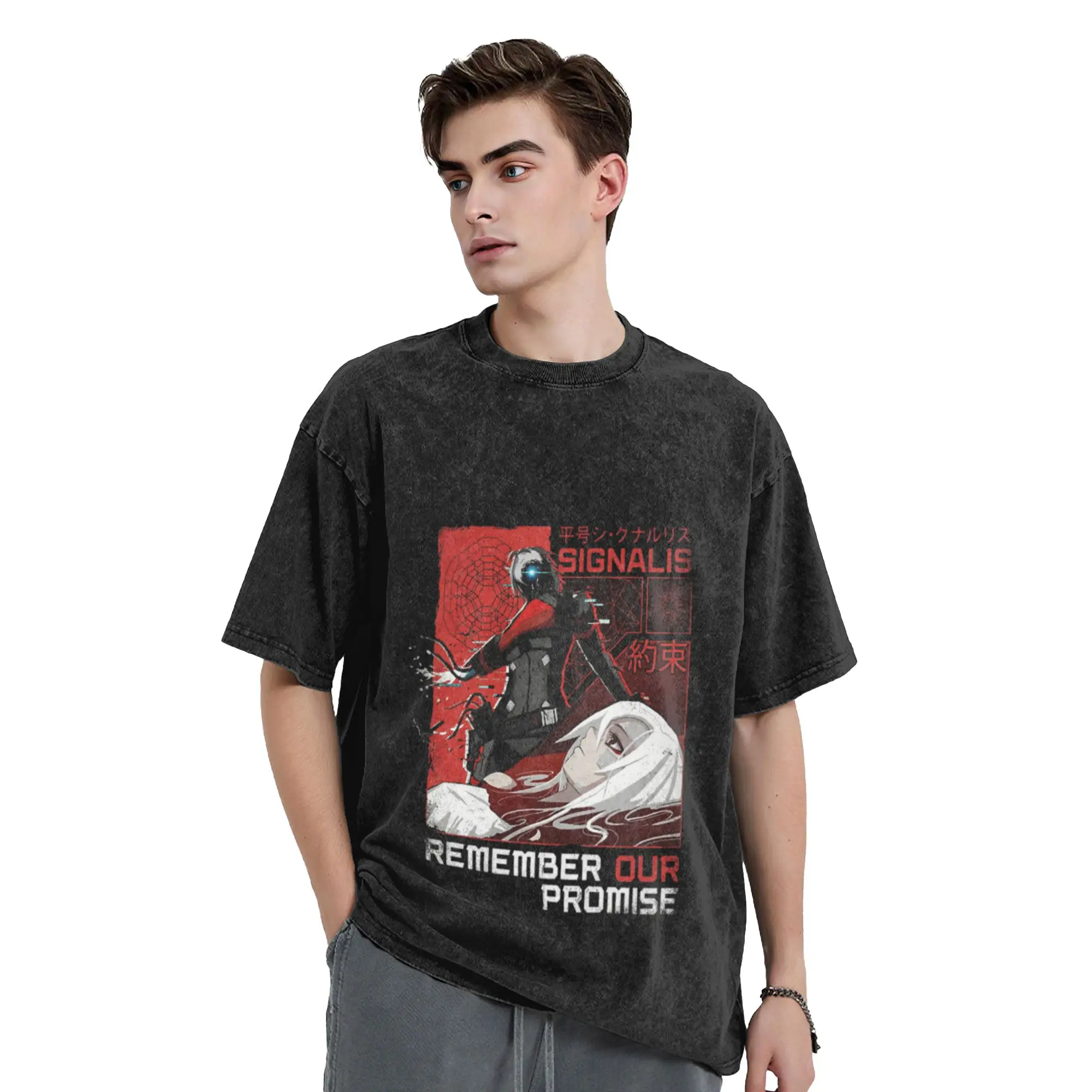 Signalis Ariane Yeong Elster Deep Space Romance Grunge Art A T-Shirt Oversized Short Sleeve Men's Women's Cotton Tees Tops