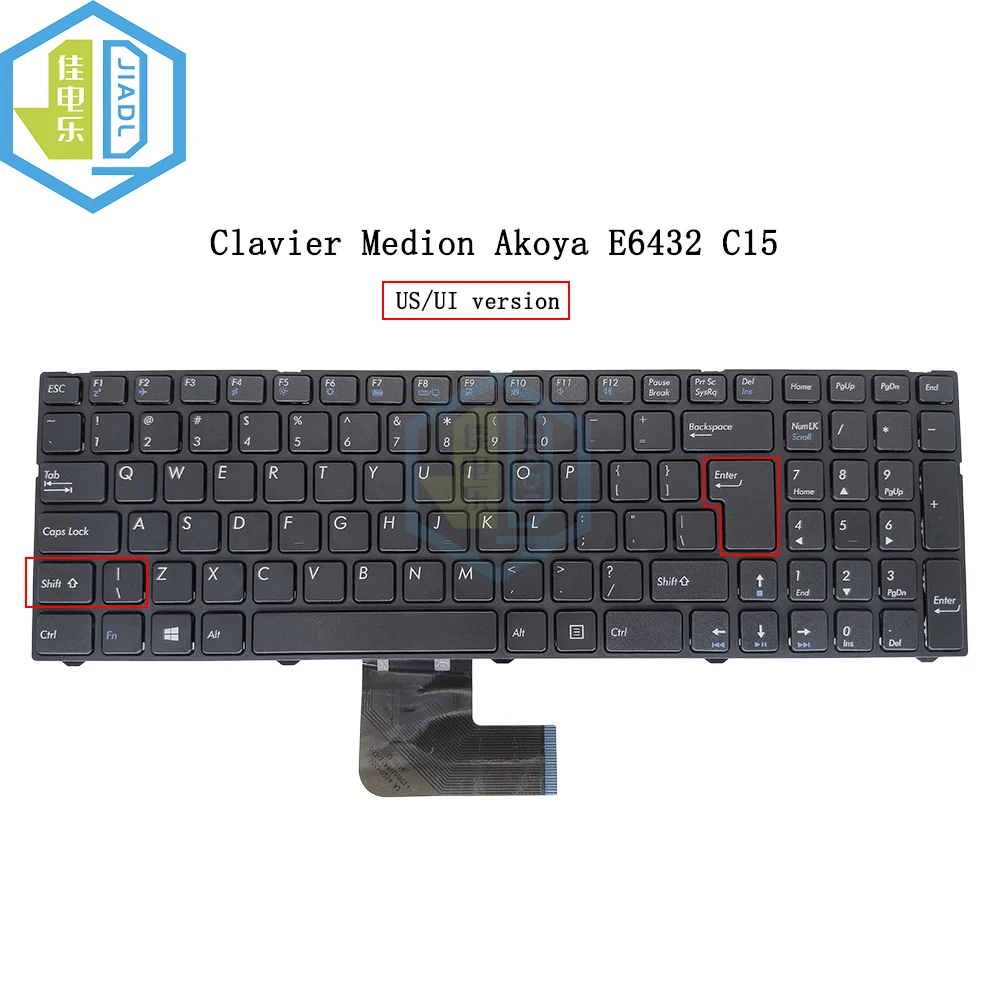 New UI US English laptop keyboard For Clavier Medion Akoya E6432 C15 MD99970 MD60665 MD60450 with black frame big enter