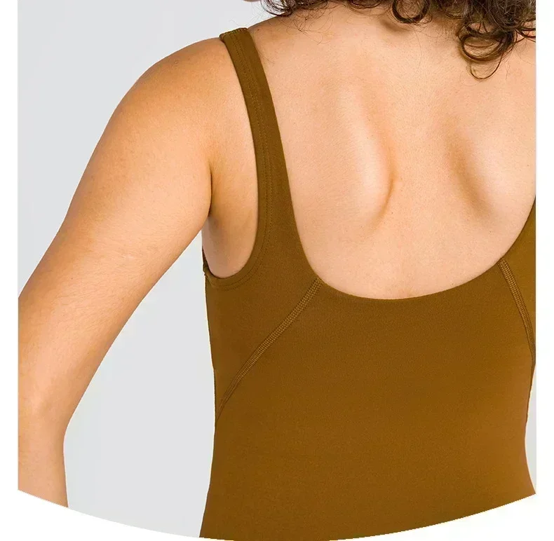 Lemon Women V-neck Sports Vest With Chest Pad Sexy Back High Elasticity Breathable Quick-drying Fitness Running Yoga Tank Tops