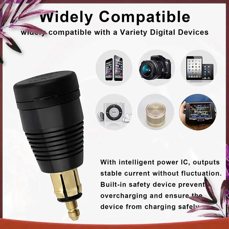 

Durable Motorcycle DIN Plug Waterproof Charger To QC3.0 USB Charger & Type C 30W Power Delivery Adapter Socket