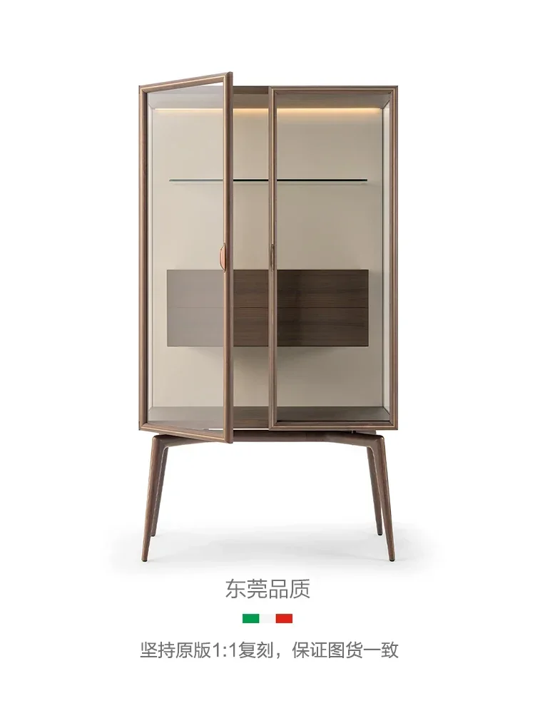 Italian glass door wine cabinet living room high-end Italian light luxury with light display cabinet villa customization