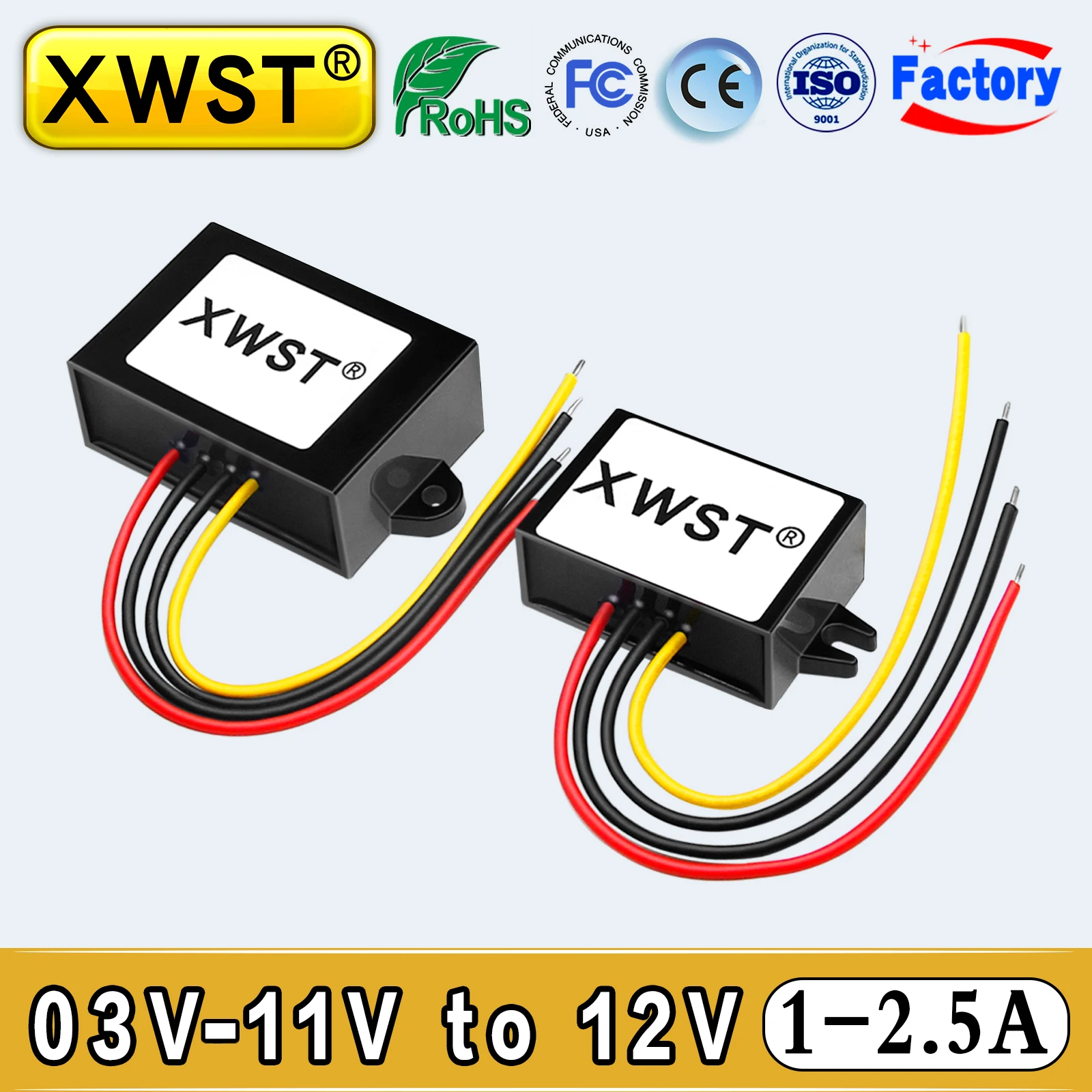 Waterproof DC DC Converter 3V4V5V6V7V8V9V10V11V to 12V Boost Power Inverter 1-2.5A Voltage Regulator Transformer Adaptor CE RoSH