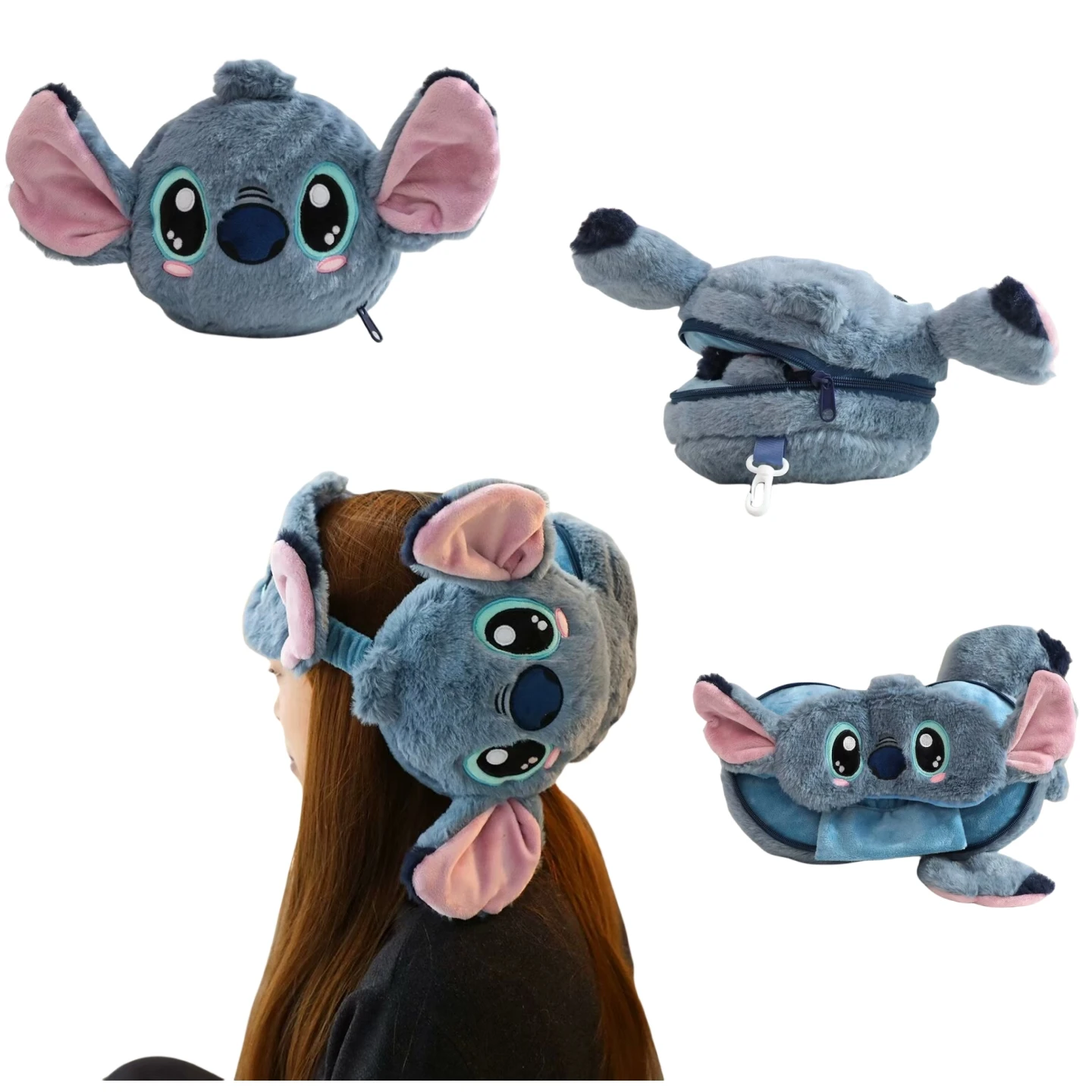 Disney Cartoon Anime Alien Stitch Plush Headrest Cute Lotso Eye Mask 2-in-1 Sulley Mike Gifts For Girl