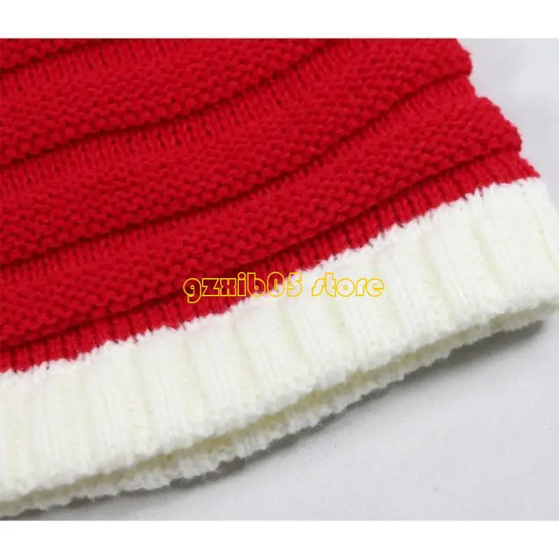 C9GE Theme Party Knitted Santa Hat Christmas Party Hat for All Age Festival Santa Caps Family Gathering Props Christmas Hat