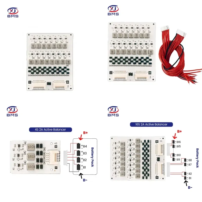 XJBMS 2S 4S 6S 8S 10S 16S 20S 24S 2A Active Balancer Equalizer 24V 48V for LFP SIB NMC Lithium Li-ion Battery Inductive