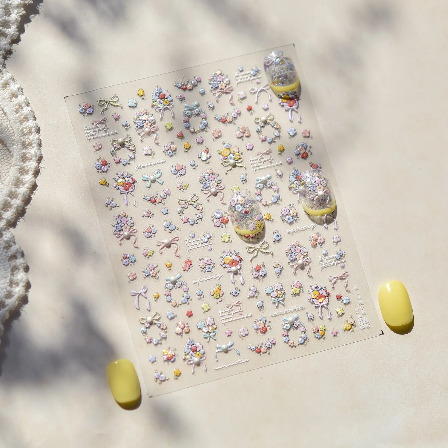 1 قطعة ملصقات الأظافر النمط الصيني مسمار الفن لوازم 5D زهرة مسمار الملحقات زهر الكرز لوتس ملصق أجزاء الأظافر #2