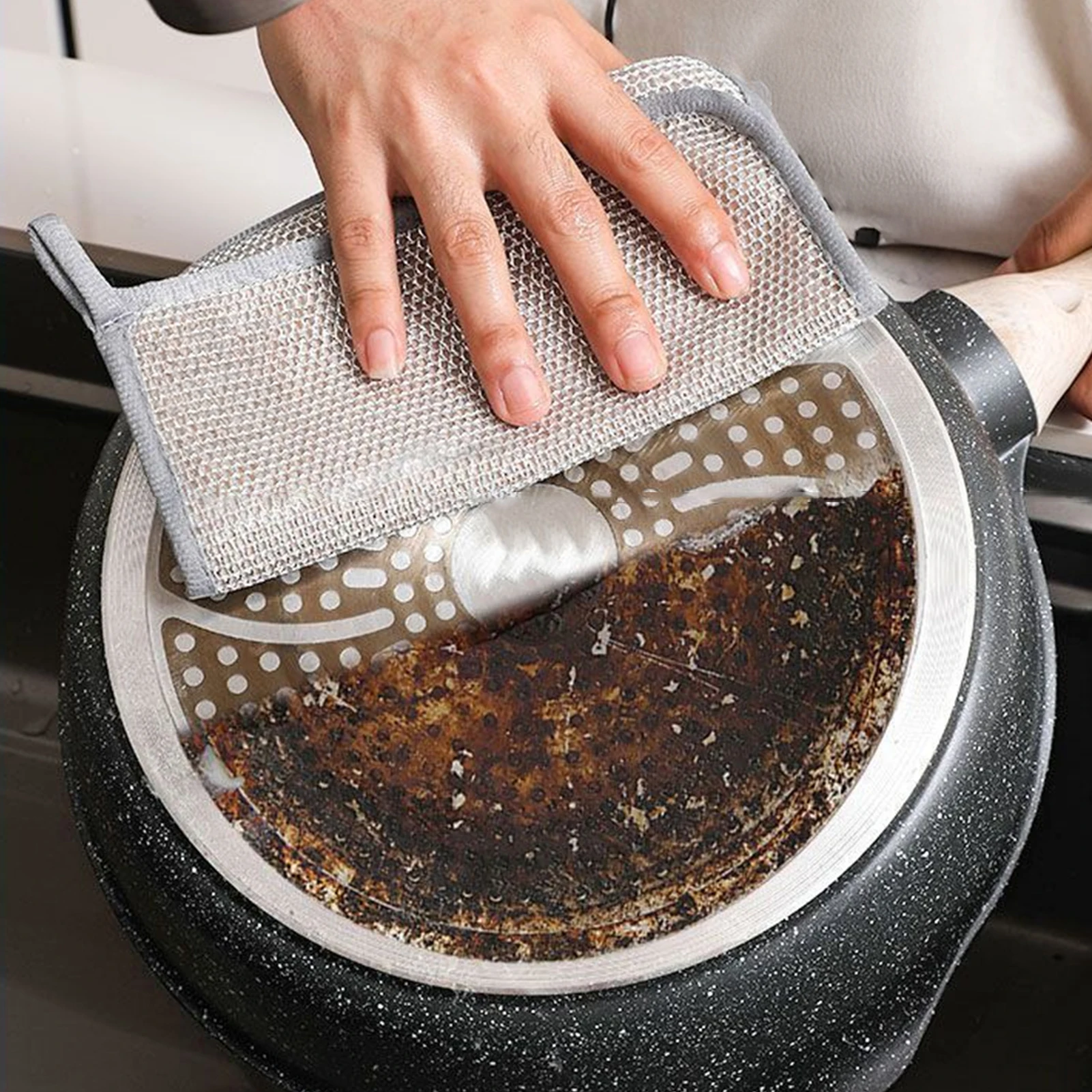 

Перчатки для мытья посуды из серебряного волокна, 30 шт., утолщенные, для уборки на кухне, с креплением для подвешивания