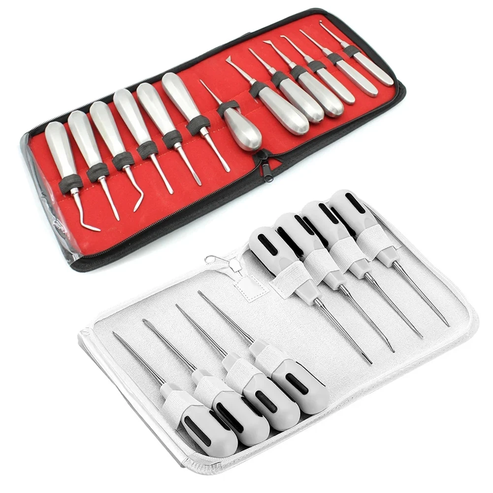 8/10/13Pcs Dental Elevator Set Straight Curved Apical Elevator Stainless Steel Dentist Clinic Teeth Extraction Root Lift Forcep