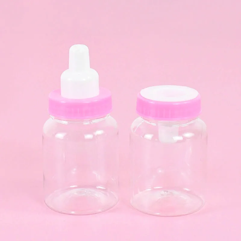 12pcs Plastic Pacifier Bottles Transparent Candy Milk Packaging Box Baby Shower Favor Candy Gift Boxes Birthday Party Decoration