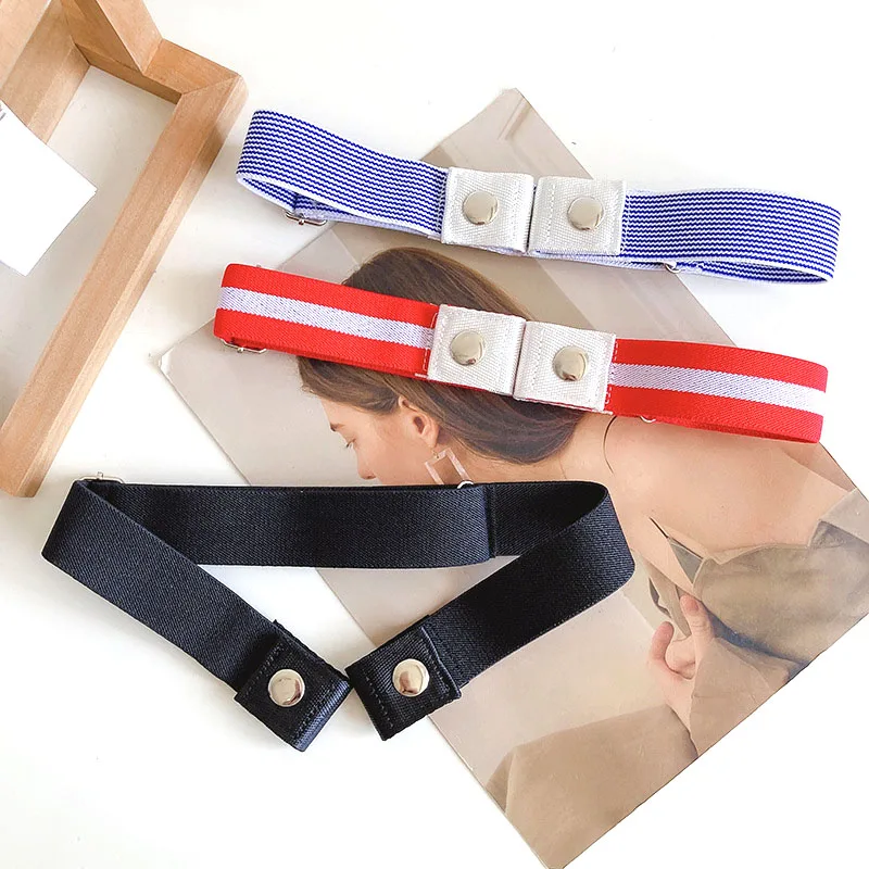 Women Elastic Invisible Belt Canvas for Ladies Jeans Pants Waist Lazy Belt Stretch No Buckle Belt