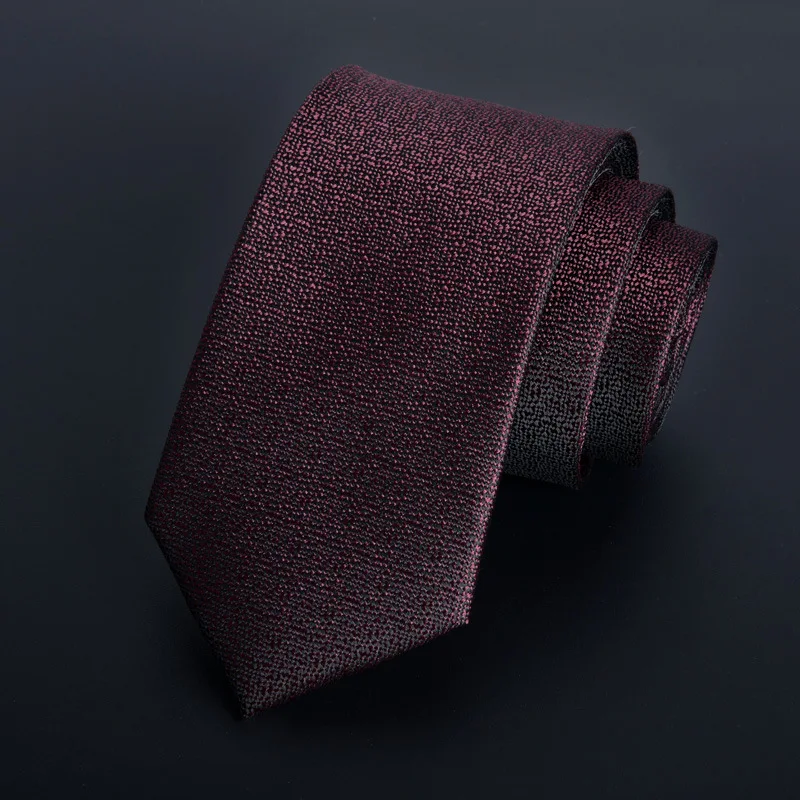 

Single color trendy solid color casual formal wear polyester 6cm jacquard fabric black stock men's tie