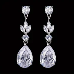 Sparkling Zircon Pendant Earrings, Elegant and Luxurious Water Drop Earrings, Wedding Banquet Jewelry Accessories